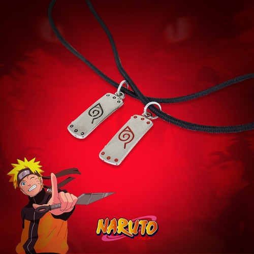 Kit 2 Colares Cordão Naruto Akatsuki Anime Símbolo.